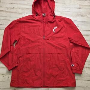 Champion Cincinnati Bearcats Windbreaker Jacket Mens LG Red Zip Up Packable